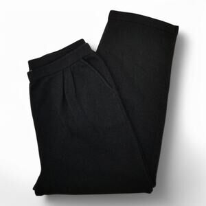 *VINTAGE* ALNORAL Wool Blend Black Pleated Luxury Knit Pull On Pants - Size 1X